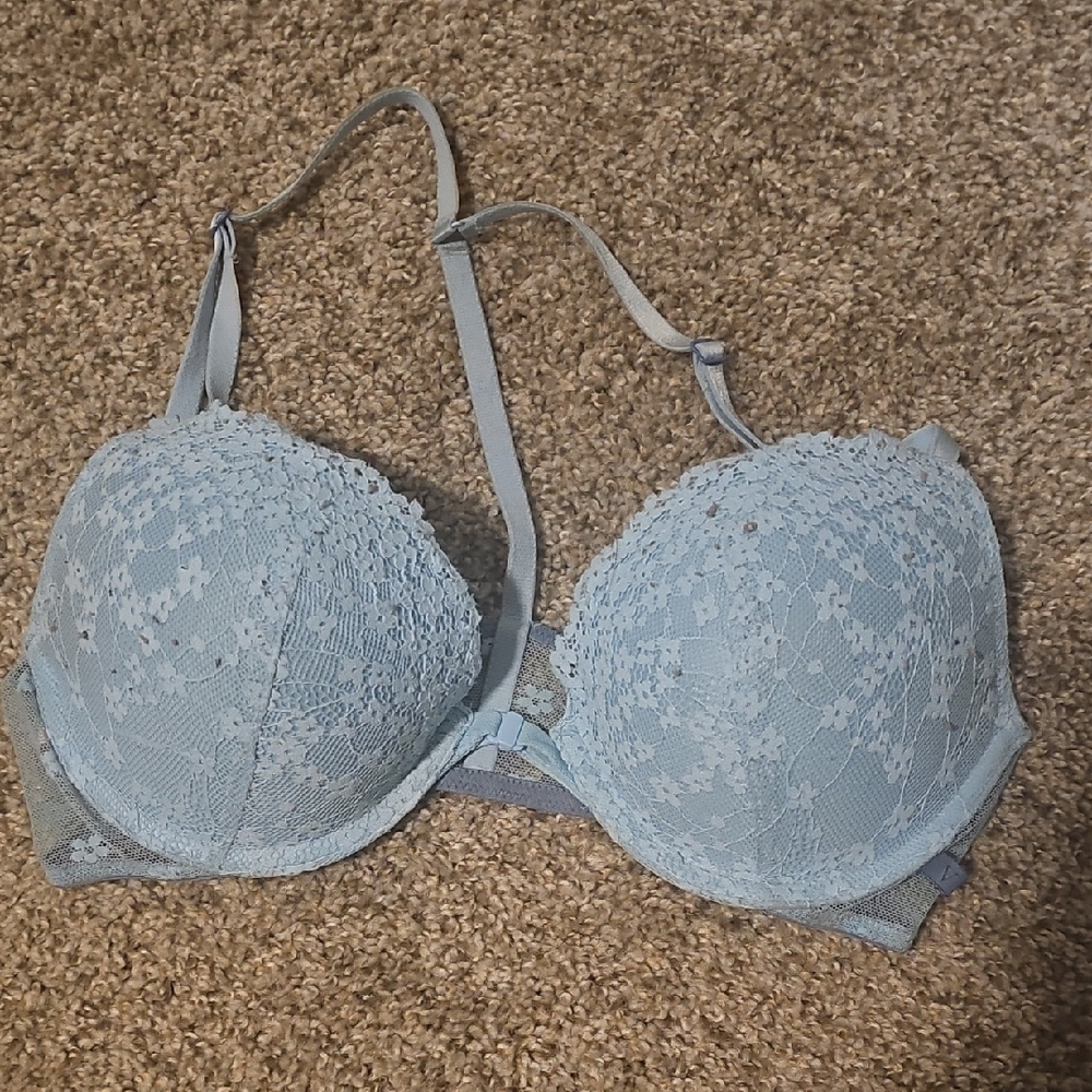 Elegant Lace Bra in Light Blue T-Back